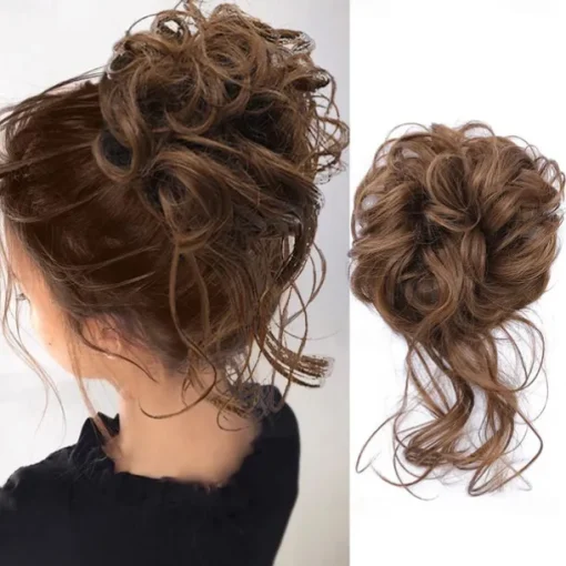 Bun Hair Piece Tousled Updo Hair Extensions With Elastic Hair Bands curly Hair Bun Scrunchle for Women