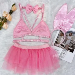 Bunny Girl Halloween Cosplay Costume Tutu Bra Sexy Costume Adults' Women's Carnival Masquerade Mardi Gras Performance Party Halloween Easy Halloween Costumes Dress Up