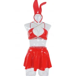 Bunny Girl Halloween Cosplay Costume Bra Mini Skirt Glossy Sexy Costume Adults' Women's Carnival Masquerade Mardi Gras Performance Party Halloween Easy Halloween Costumes Dress Up