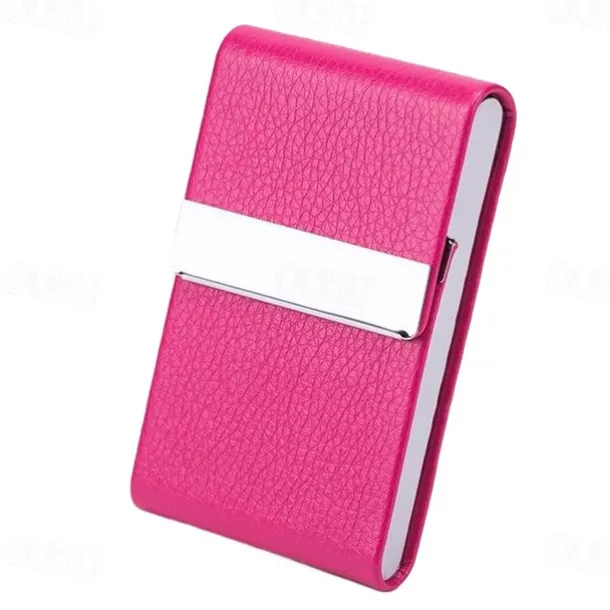 Business Card Holder PU Leather Business Card Case Pocket Card Holders Metal Slim Name Card Holder RFID Blocking Business Card Carrier with Magnetic Closure