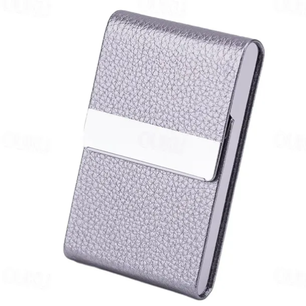 Business Card Holder PU Leather Business Card Case Pocket Card Holders Metal Slim Name Card Holder RFID Blocking Business Card Carrier with Magnetic Closure