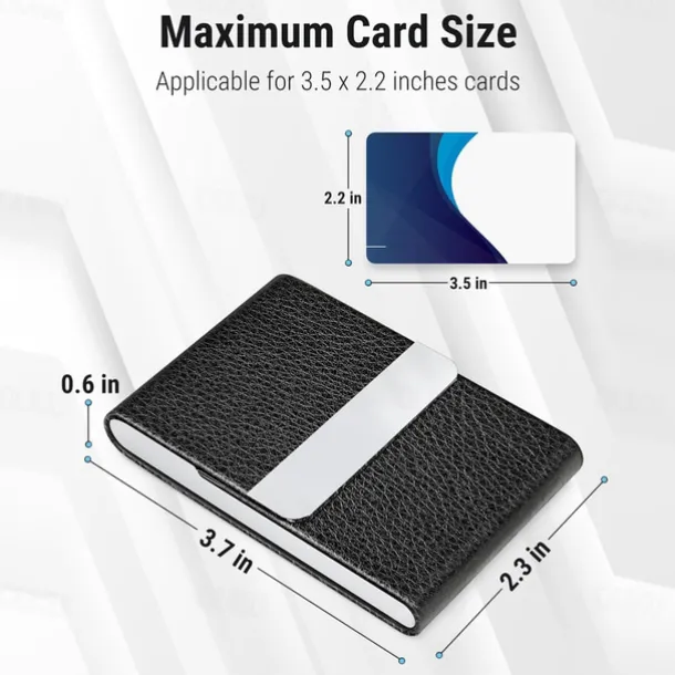 Business Card Holder PU Leather Business Card Case Pocket Card Holders Metal Slim Name Card Holder RFID Blocking Business Card Carrier with Magnetic Closure