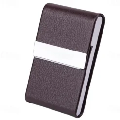 Business Card Holder PU Leather Business Card Case Pocket Card Holders Metal Slim Name Card Holder RFID Blocking Business Card Carrier with Magnetic Closure