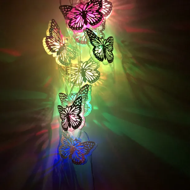 Butterfly LED Fairy String Lights Battery Powered 3m-20LED 1.5m-10LED Iron Arts Christmas Holiday Garden Home Decoration Hanging Lights