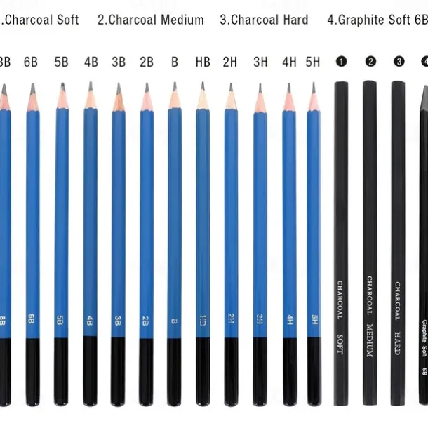 Bview Art 32 Pack Drawing Pencils Set Professional Drawing Art Kit With Sketch Pencils Graphite Charcoal Sticks In Portable Case Drawing Supplies For Students Adults Artists
