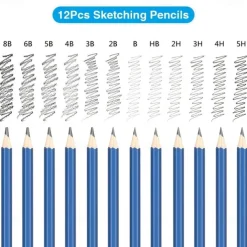 Bview Art 32 Pack Drawing Pencils Set Professional Drawing Art Kit With Sketch Pencils Graphite Charcoal Sticks In Portable Case Drawing Supplies For Students Adults Artists