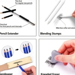 Bview Art 32 Pack Drawing Pencils Set Professional Drawing Art Kit With Sketch Pencils Graphite Charcoal Sticks In Portable Case Drawing Supplies For Students Adults Artists