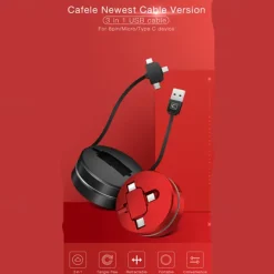 CAFELE Is Suitable For Apple 3-in-1 Data Cable 1 Drag 3 Mobile Phone Retractable Charging Cable Multi-function 5A Fast Charge