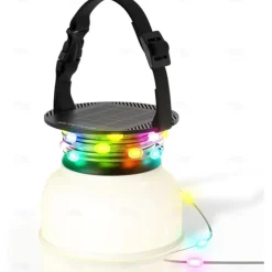 Camping Lantern Solar String Lights Multifunctional Rechargeable Outdoor Tent Camping Light 16.4FT IP65 Waterproof Camping Gear with Rechargeable Emergency for Christmas, Home and Party Decorations