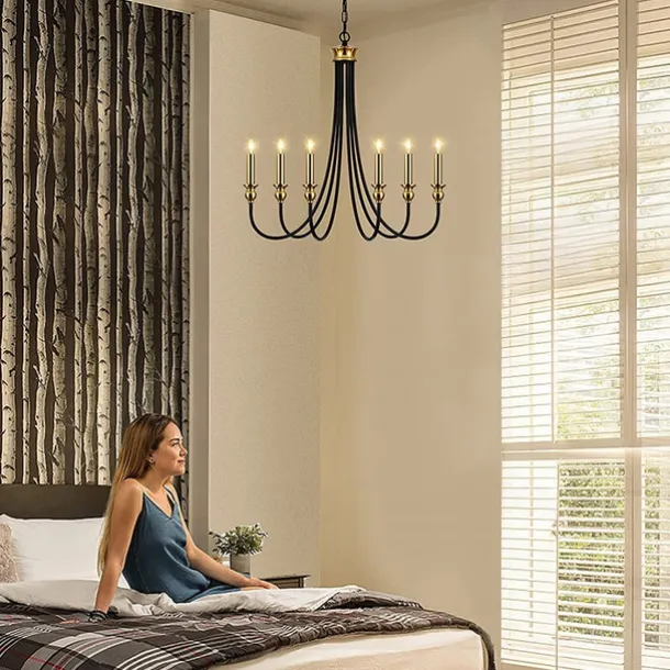 Candle Style Chandelier 6-Light 26" Simple Classic Traditional Pendant Light, Kitchen Island Ceiling Light Fixture for Entryway, Hallway, Dining Room Foyer