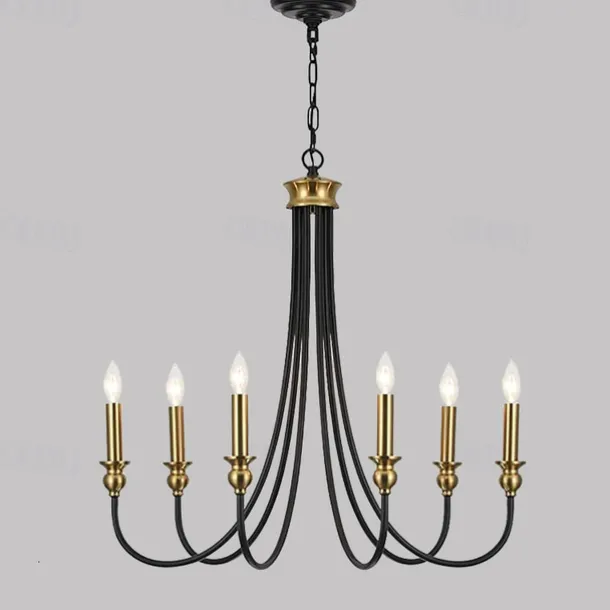Candle Style Chandelier 6-Light 26" Simple Classic Traditional Pendant Light, Kitchen Island Ceiling Light Fixture for Entryway, Hallway, Dining Room Foyer