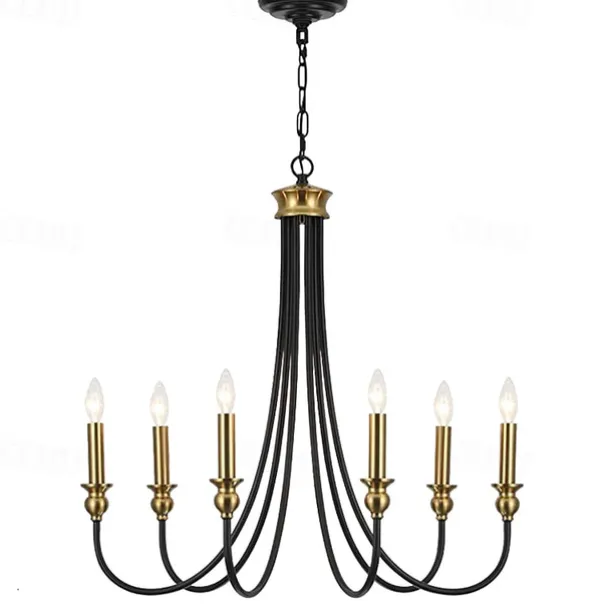Candle Style Chandelier 6-Light 26" Simple Classic Traditional Pendant Light, Kitchen Island Ceiling Light Fixture for Entryway, Hallway, Dining Room Foyer