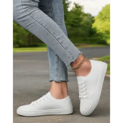 Canvas Lace-Up Sneakers for Women – Classic and Comfortable Sneakers for Everyday Wear, Perfect for Casual Outings and Weekend Adventures