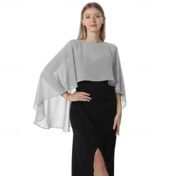 Capelets for women Chiffon Cape Shawls and Wraps for Evening Dress Wedding Capes Cover Up