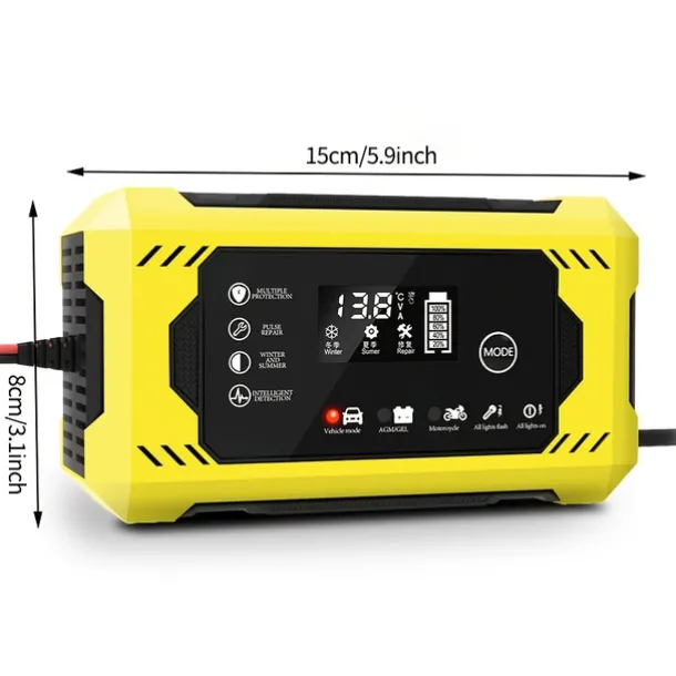 Car Battery Charger, 12V 6A Smart Battery Trickle Charger Auto 12V 24V Battery Maintainer For Car Truck Motorcycle Lawn Mower Marine Lead Acid Battery