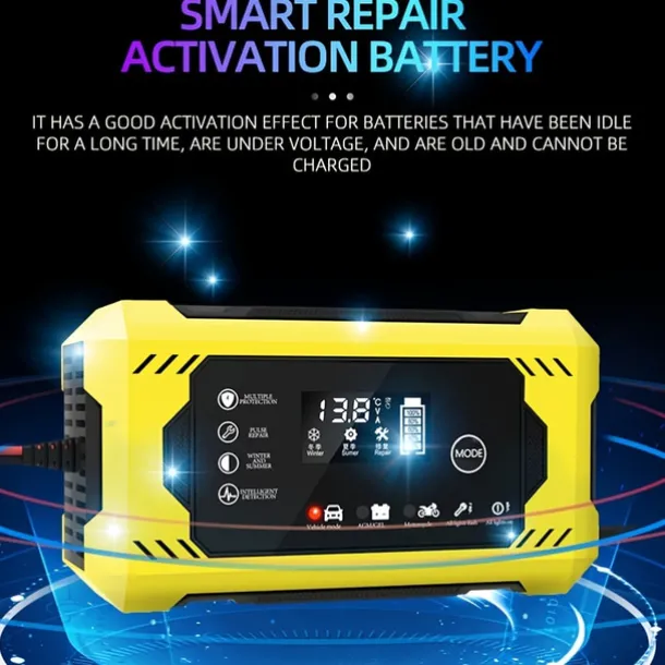 Car Battery Charger, 12V 6A Smart Battery Trickle Charger Auto 12V 24V Battery Maintainer For Car Truck Motorcycle Lawn Mower Marine Lead Acid Battery