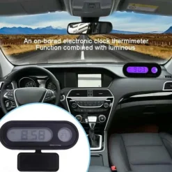 Car Digital Clock Electronic Thermometer Clock LCD Display Luminous Temperature Clock Mini car clock Electronic Clock car watch Auto Dashboard Clocks Luminous