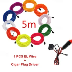 Car EL Wire LED Strip 5M LED Car Lights Atmosphere Light for DIY Flexible AUTO Interior Lamp Party Decoration 12V Neon Strips 2pcs 1pc Set