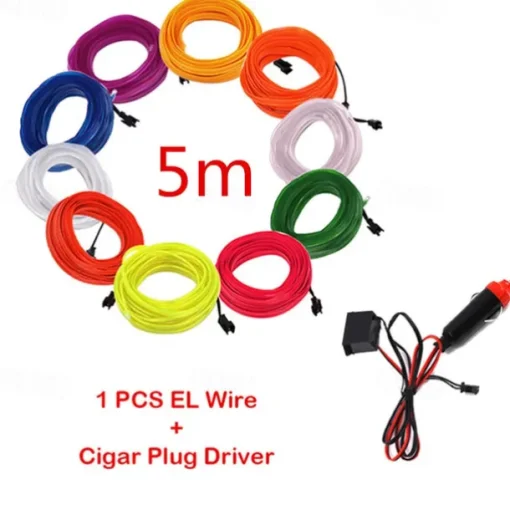 Car EL Wire LED Strip 5M LED Car Lights Atmosphere Light for DIY Flexible AUTO Interior Lamp Party Decoration 12V Neon Strips 2pcs 1pc Set