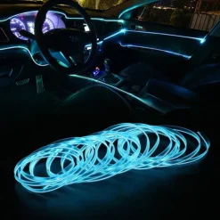 Car EL Wire LED Strip 5M LED Car Lights Atmosphere Light for DIY Flexible AUTO Interior Lamp Party Decoration 12V Neon Strips 2pcs 1pc Set