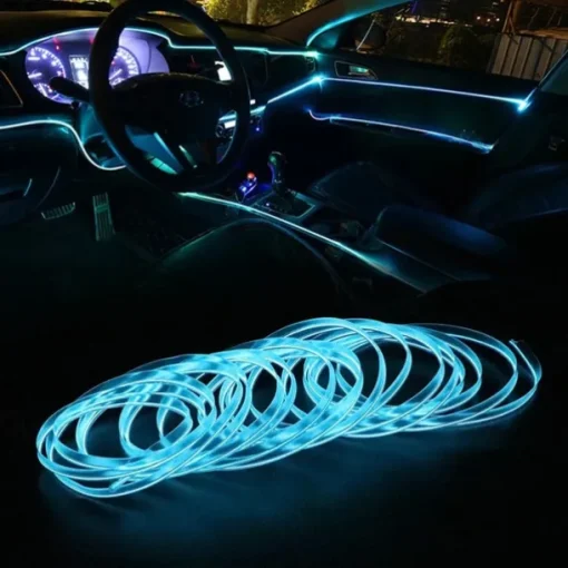Car EL Wire LED Strip 5M LED Car Lights Atmosphere Light for DIY Flexible AUTO Interior Lamp Party Decoration 12V Neon Strips 2pcs 1pc Set