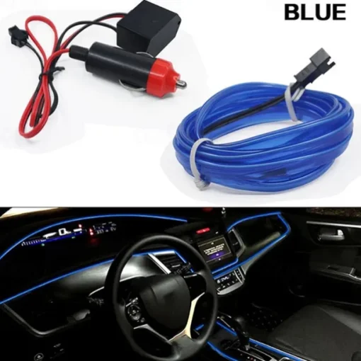 Car EL Wire LED Strip 5M LED Car Lights Atmosphere Light for DIY Flexible AUTO Interior Lamp Party Decoration 12V Neon Strips 2pcs 1pc Set