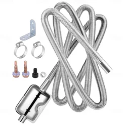 Car Heater Exhaust Pipe 300 cm Flexible Stainless Steel Exhaust Pipe Kit for Diesel Parking Air Heaters with Exhaust Muffler Two Steel Clamps