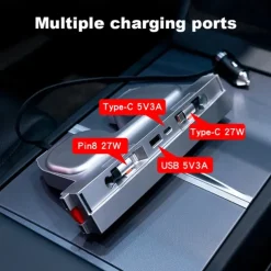 Car Intelligent Docking Station Type-C PD 27W Fast Charger USB Extender Docking Station Powered Splitter for Tesla Model 3