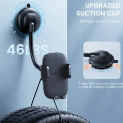 Car Phone Holder Mount [Flexible Gooseneck Long Arm] Phone Mount for Car Holder Dashboard Windshield [Washable Strong Suction Cup] Cell Phone Holder Car Mount for All iPhone Android