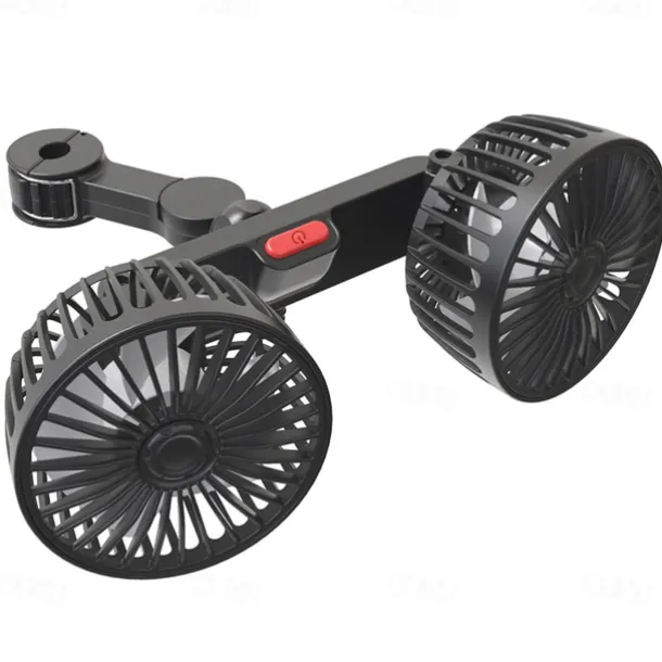 Car Seat Air Conditioning Fan – Double-Head Rear Fan with Strong Wind and 360° Rotation, USB Powered