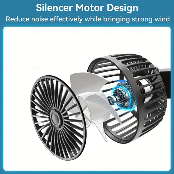 Car Seat Air Conditioning Fan – Double-Head Rear Fan with Strong Wind and 360° Rotation, USB Powered