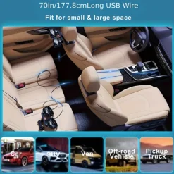 Car Seat Air Conditioning Fan – Double-Head Rear Fan with Strong Wind and 360° Rotation, USB Powered