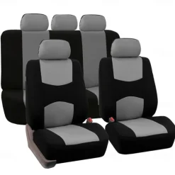 Car Seat Covers Full Set, Front and Rear Split Bench Seat Protectors, Two-Tone Accent, Universal Fit, 5 Passenger