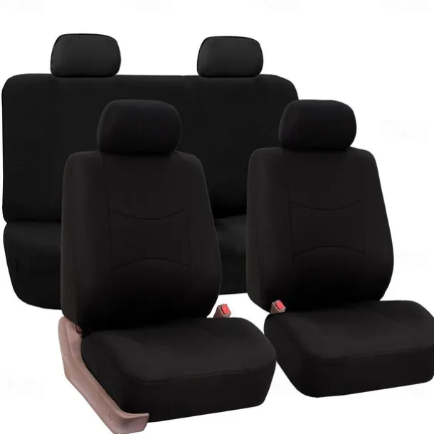 Car Seat Covers Full Set, Front and Rear Split Bench Seat Protectors, Two-Tone Accent, Universal Fit, 5 Passenger