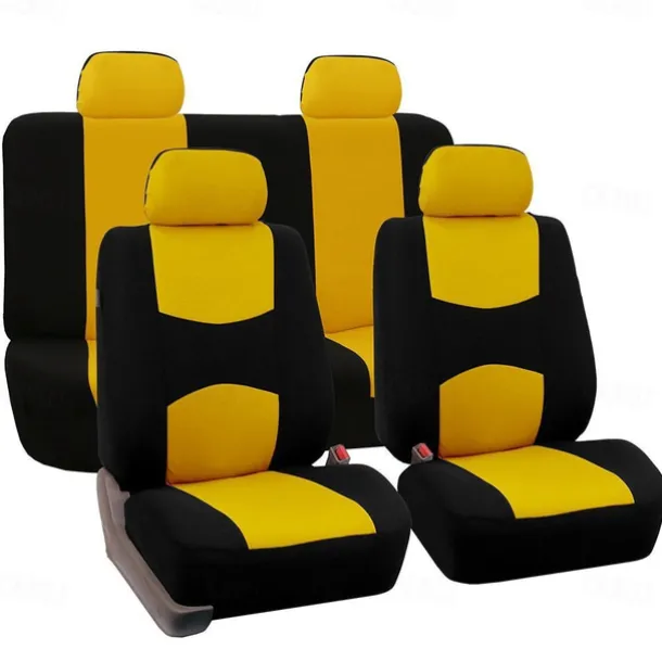 Car Seat Covers Full Set, Front and Rear Split Bench Seat Protectors, Two-Tone Accent, Universal Fit, 5 Passenger