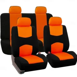 Car Seat Covers Full Set, Front and Rear Split Bench Seat Protectors, Two-Tone Accent, Universal Fit, 5 Passenger