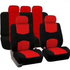 Car Seat Covers Full Set, Front and Rear Split Bench Seat Protectors, Two-Tone Accent, Universal Fit, 5 Passenger