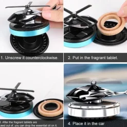 Car Solar Perfume Diffuser Car Air Freshener Perfume Car Helicopter Fragrance Ornament Long Lasting Light Scent Decoration