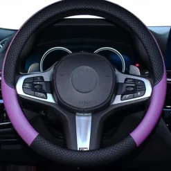 Car Steering Wheel Cover Leather Universal 15 Inch Fit Anti-Slip & Odor-Free