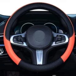 Car Steering Wheel Cover Leather Universal 15 Inch Fit Anti-Slip & Odor-Free