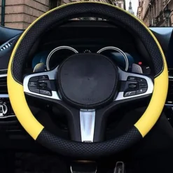 Car Steering Wheel Cover Leather Universal 15 Inch Fit Anti-Slip & Odor-Free