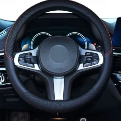 Car Steering Wheel Cover Leather Universal 15 Inch Fit Anti-Slip & Odor-Free