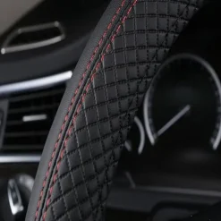 Car Steering Wheel Cover Leather Universal 15 Inch Fit Anti-Slip & Odor-Free