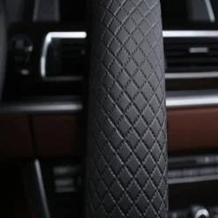 Car Steering Wheel Cover Leather Universal 15 Inch Fit Anti-Slip & Odor-Free