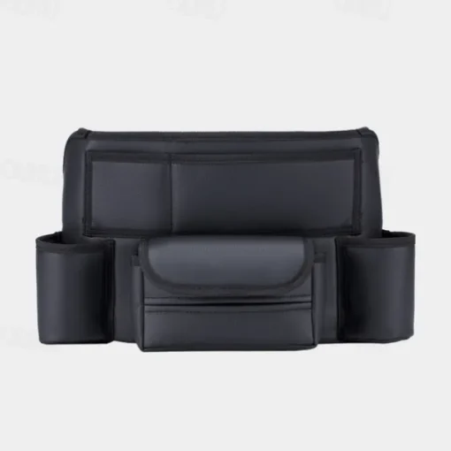 Car Storage Pocket Between Seats with Cup Holder,Car Purse Holder,Car Tissue Holder, Leather Large Bag Purse Holder for Car Front Seat, Multipurpose Car Pocket Handbag Storage Organizer