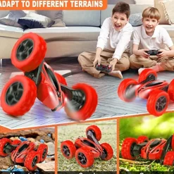 Car Stunt Remote Control Vehicle Off-road Remote Control Truck 4WD 2.4GHZ RC Rock Crawler With Headlights Double Sided 360 Flip Remote Control Car Gifts For Boys and Girls