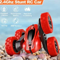 Car Stunt Remote Control Vehicle Off-road Remote Control Truck 4WD 2.4GHZ RC Rock Crawler With Headlights Double Sided 360 Flip Remote Control Car Gifts For Boys and Girls