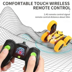 Car Stunt Remote Control Vehicle Off-road Remote Control Truck 4WD 2.4GHZ RC Rock Crawler With Headlights Double Sided 360 Flip Remote Control Car Gifts For Boys and Girls