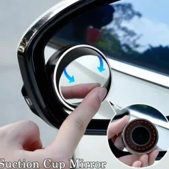 Car Suction Cup Mount Auxiliary Rearview Mirror 360 Degree Rotating Wide-angle Round Frame Blind Spot Mirror
