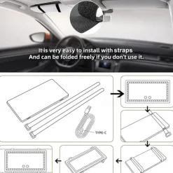 Car Sun Visor Vanity Mirror Rechargeable Makeup Mirror with 3 Light Modes & 60 LED Dimmable Clip-on Rear View Sun-Shading Cosmetic Mirror